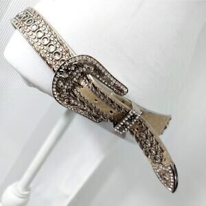 RHINESTONE COWBOY BELT! FAB P/U LEATHER, GOLD,SILVER STUDS, FAUX DIAMONDS! HOT!